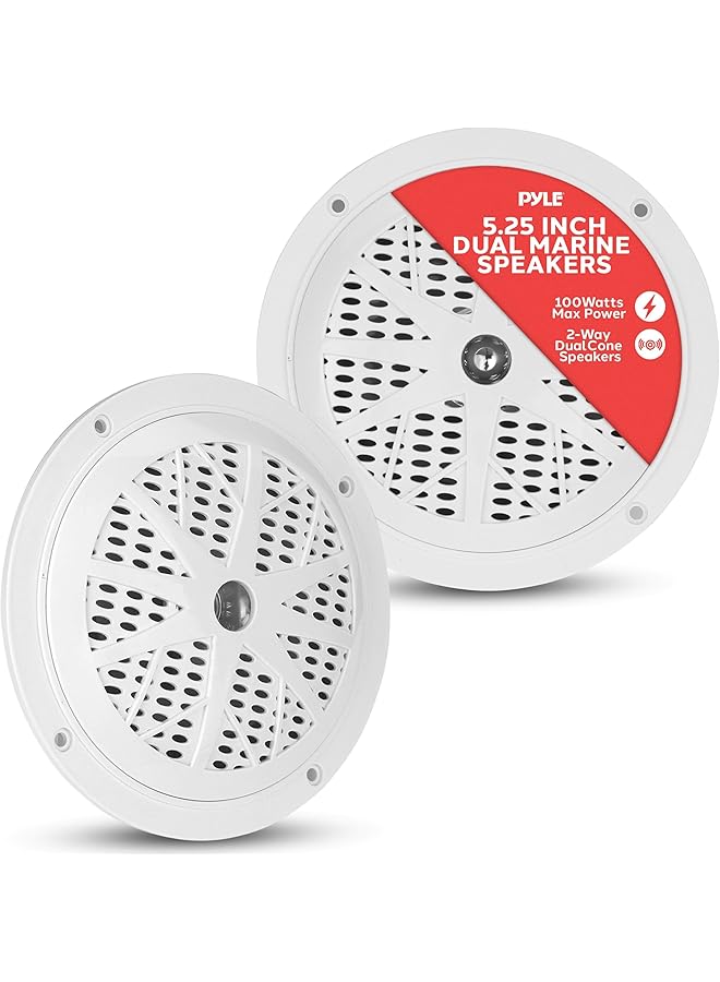 Pyle Dual 6.5'' Waterproof Marine Speakers, Full Range Stereo Sound, 120 Watt, White(Pair) 100 Watts Plmr51W - Image 1