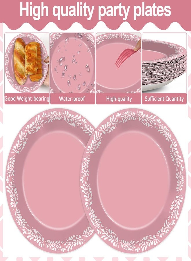 Oitnlaughter 50Pcs Pink Platos De Barro Cielito Lindo Party Plates 7-in Mexican Supplies Talavera Baby Shower Paper Dessert Plates Dinnerware Fiesta Tableware Set for 50 Guests Birthday Wedding Party Decorations - Image 3