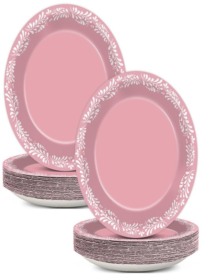Oitnlaughter 50Pcs Pink Platos De Barro Cielito Lindo Party Plates 7-in Mexican Supplies Talavera Baby Shower Paper Dessert Plates Dinnerware Fiesta Tableware Set for 50 Guests Birthday Wedding Party Decorations - Image 1