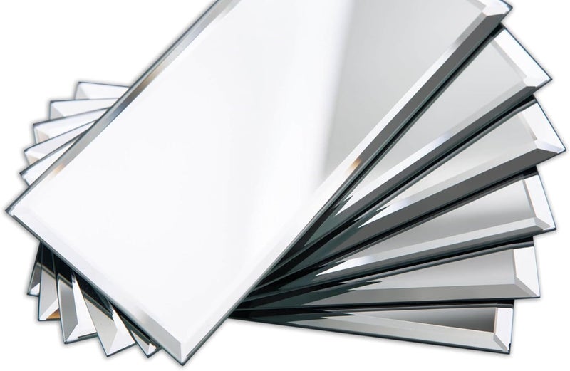 Tilebay بلاط خلفية مرآة 3x6 بوصة زجاجي مزخرف مرآة بلاط مترو للمطبخ وحمام الجدار (10 قطع، 2 قدم مربع) - Image 4