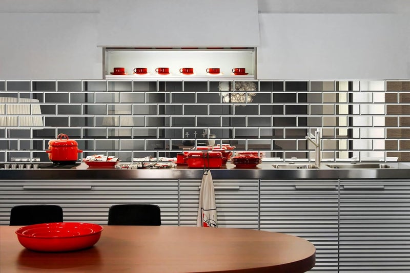 Tilebay بلاط خلفية مرآة 3x6 بوصة زجاجي مزخرف مرآة بلاط مترو للمطبخ وحمام الجدار (10 قطع، 2 قدم مربع) - Image 3
