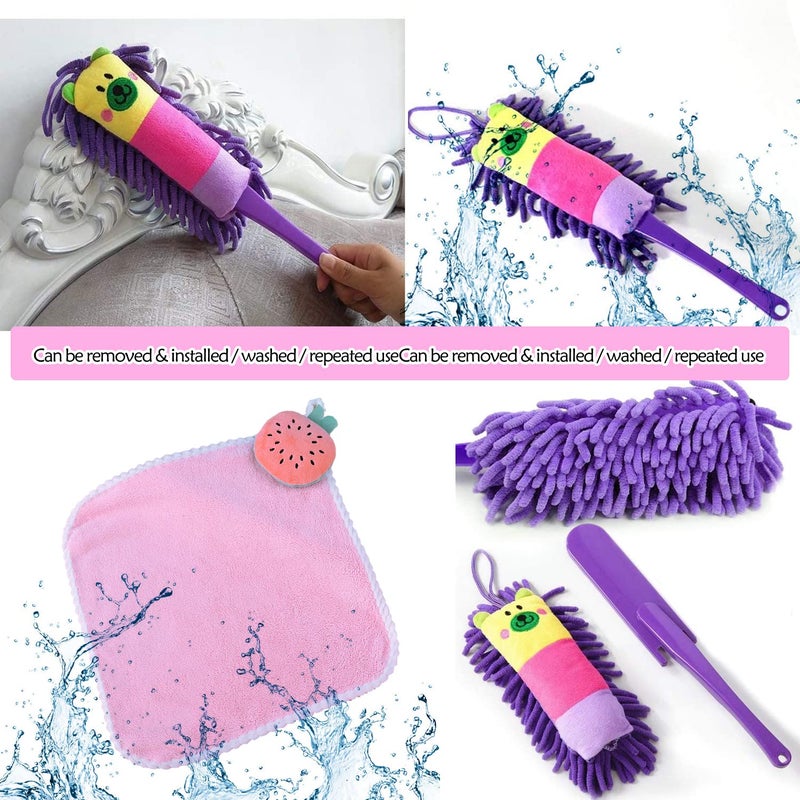 SCKTYZS 7 Pack Cleaning Set Kids Housekeeping Tools Kitchen ToysIncludes Mop BroomDustpanBrushApronRagChenille Duster Boy Girl Career Role Play - Image 3