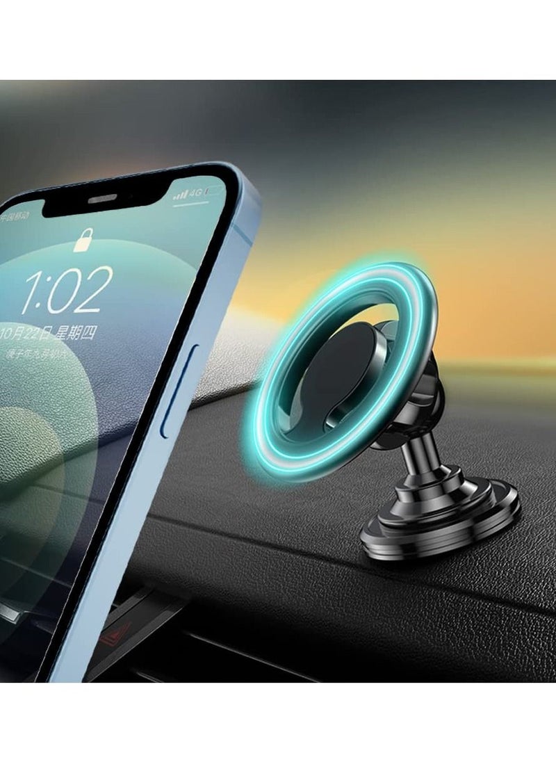 Excefore Compatible for MagSafe Car Mount for iPhone, Dashboard 360° Rotation Magnetic Car Mount, Cell Phone Holder for MagSafe iPhone 14/13/12/All Smart Phones (Black)  - Image 1