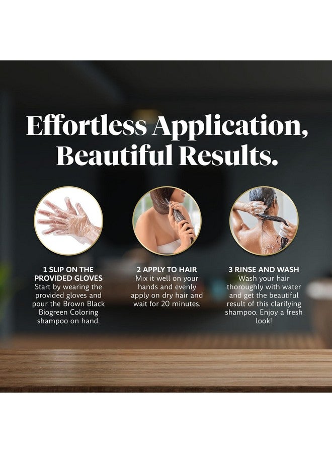 بيوجرين روتس شامبو عشبي للشعر خالي من الأمونيا - يغطي الشعر الرمادي بشكل فعال للرجال والنساء - لون طبيعي وتغذية عشبية - لا يترك بقعًا على الجلد - بني أسود (10 أكياس × 25 مل) - Image 3