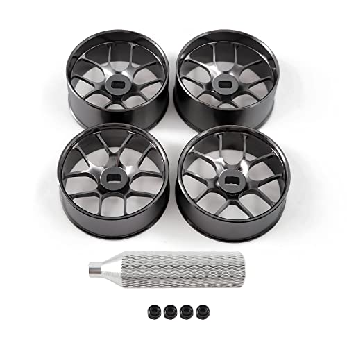 Abendor 4Pcs Metal 124 128 RC Car Drift Wheels 2N2W 22mm 128 RC Car Drift Hubs for MiniZ BBS MiniQ HGD1 MiniD DRZ Wltoys K969 K989 Rc Car Upgrade Parts 25 Degree Titanium - Image 1