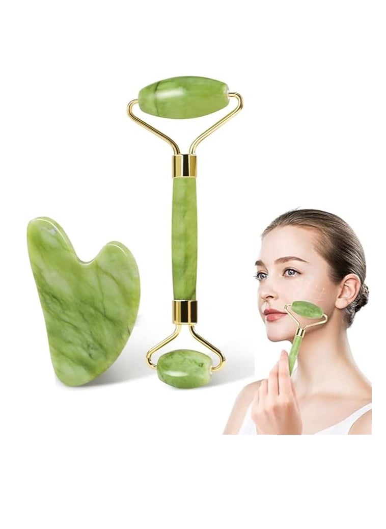 Generic Gua Sha Face SkinCare Kit, Face and Eye Massager, Jade Roller for Face, Guasha Stone Face, Facial Massage Roller, Muscle Relaxation, Eliminates Eye Swelling  - Image 1