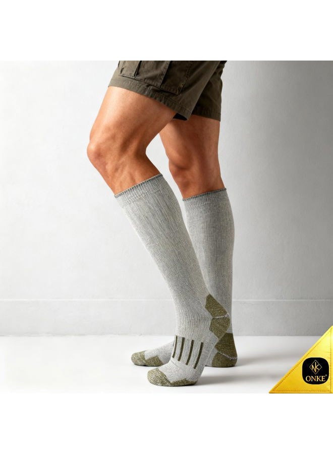 ONKE Max Full Cushion Knee High Socks for Men Steel Toe Work Boot Over the Calf OTC Moisture Wicking Thermal Hiking Hunting, Mixcolor1(wool), 10-13 - Image 2