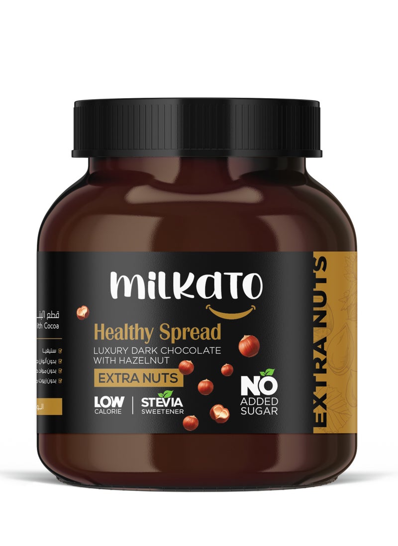 Milkato - Healthy Spread Chocolate Extra Nuts with Hazelnut Pieces 375 gm - Image 1