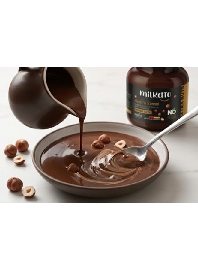 Milkato Healthy Spread Chocolate Extra Nuts with Hazelnut Pieces 375 gm - Image 3