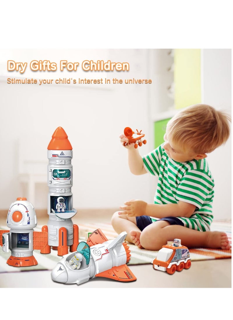 Excefore - 5 in1 Space Toy for Kids Aerospace Model Space Figure Toys with Sound Lights Includes Space Shuttle Astronaut Figures Rover Station - Image 1