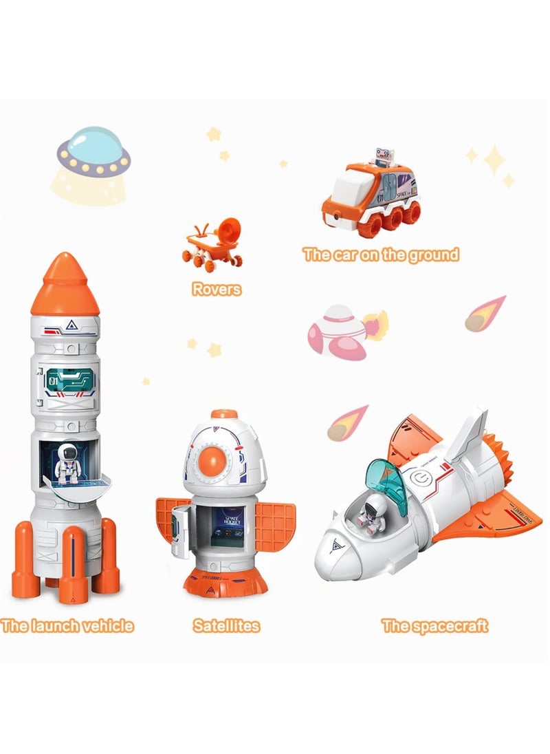 Excefore - 5 in1 Space Toy for Kids Aerospace Model Space Figure Toys with Sound Lights Includes Space Shuttle Astronaut Figures Rover Station - Image 1