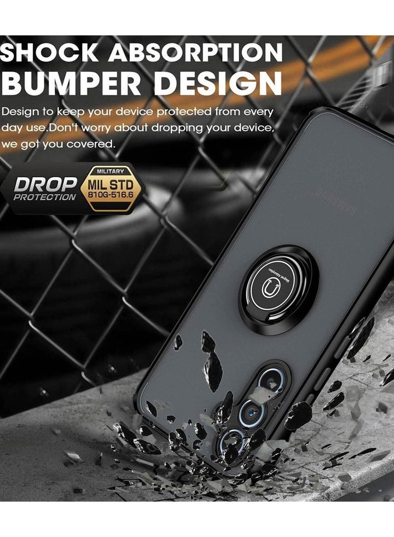 Techie حافظة خلفية شفافة أنيقة مع حلقة مغناطيسية لحامل الوقوف لسامسونج جالاكسي A55 - أسود - Image 3