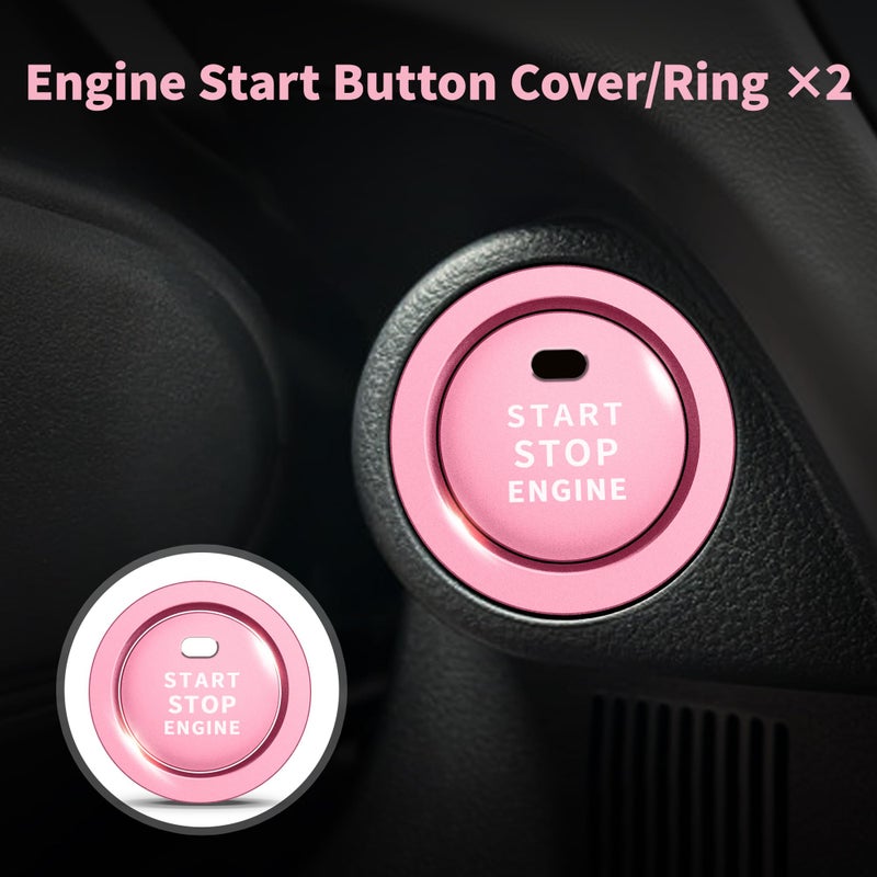 Polodunn Accessories For Subaru Crosstrek/Impreza 2024 2025  Forester 2025  Legacy/Outback 2020-2025  Wrx  Ascent - Volume Tune  Rear Mirror Knob Cover  Push Start Button Cover/Ring 5Pcs (Pink) - Image 2