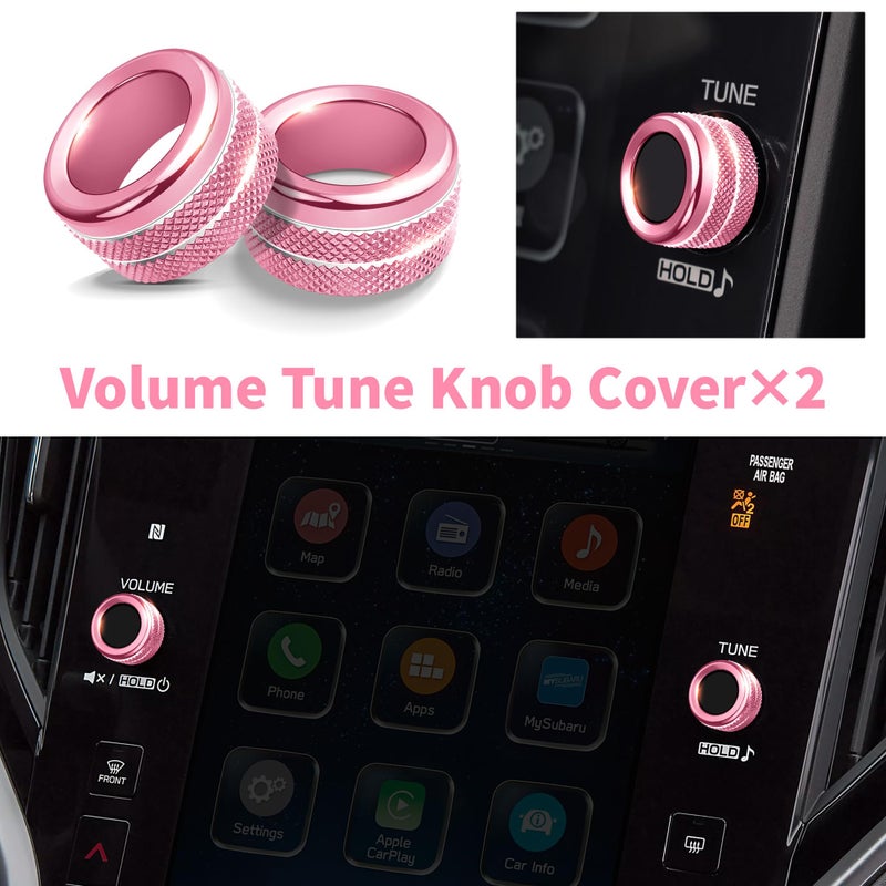 Polodunn Accessories For Subaru Crosstrek/Impreza 2024 2025  Forester 2025  Legacy/Outback 2020-2025  Wrx  Ascent - Volume Tune  Rear Mirror Knob Cover  Push Start Button Cover/Ring 5Pcs (Pink) - Image 3