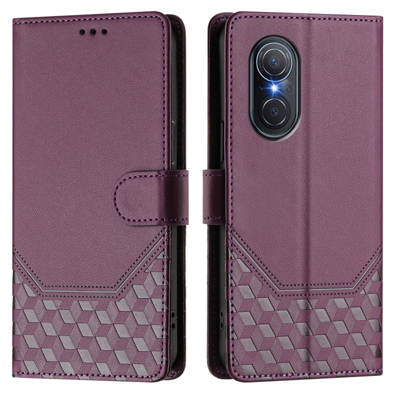 هوها ⁧جراب هاتف جلدي منقوش بتقنية RFID لهاتف Huawei nova 9 SE / Honor 50 SE (بنفسجي)⁩ - Image 2