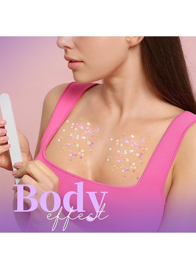 HY - Teenitor Body Glitter Gel, Purple Face Glitter Set, 6 Shapes Face and Body Glitter, Hair Glitter Gel, Purple Makeup Glitters Gel for Face, Body, Hair - Image 1