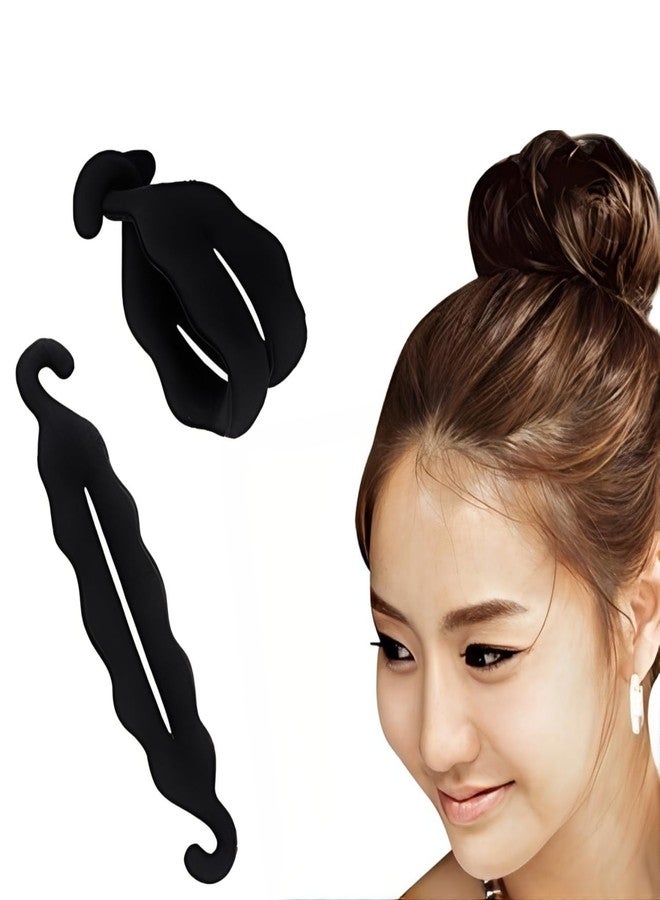 AHS Hair Bun Maker for Hair Black Foam Sponge Bun Tool with Clip | Magic Donut Twist Curler Holder Hair Styling Accessory for Women, Girls (1 pc) - Image 1