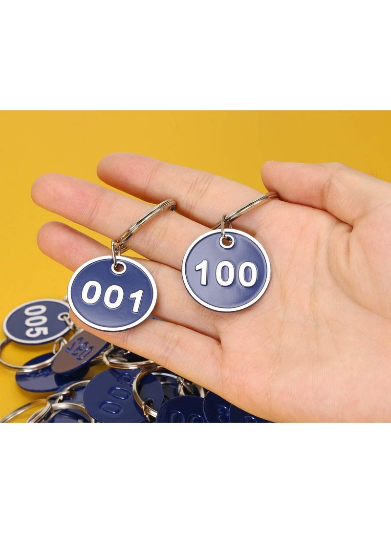 1 set 1-100 Number Colorful Tough Aluminum Metal Numbered Marking Identification Hang Tags Luggage Labels Tag with Split Rings for Organized Coded Key Box Cabinet System Identifier (Navy Blue) - Image 4