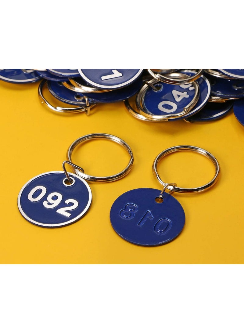 1 set 1-100 Number Colorful Tough Aluminum Metal Numbered Marking Identification Hang Tags Luggage Labels Tag with Split Rings for Organized Coded Key Box Cabinet System Identifier (Navy Blue) - Image 5