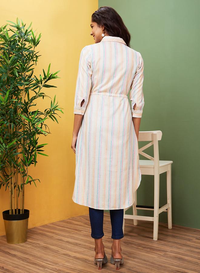 جلو باص كورتا مخططة بياقة قميص - Image 3