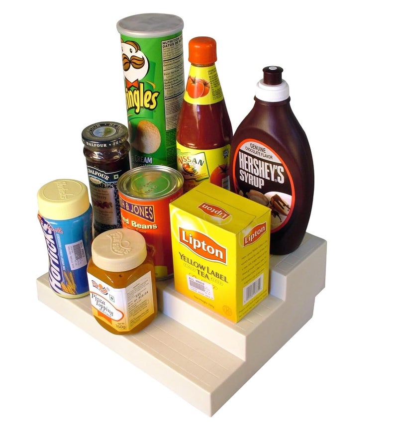 Appeasy Plastic Cupboard Kitchen Space Organizer, Step Shelf, Space Saving Organizer. (3 Step Organiser-1 Pc),Free Standing - Image 5