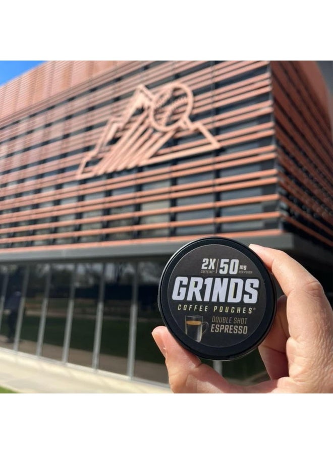 GRINDS Grinds Coffee Pouches | 3 Cans of Double Shot Espresso | Tobacco Free, Nicotine Free Healthy Alternative | 18 Pouches Per Can | 2x Caffeine 1 Pouch eq. 1/2 Cup of Coffee  - Image 5