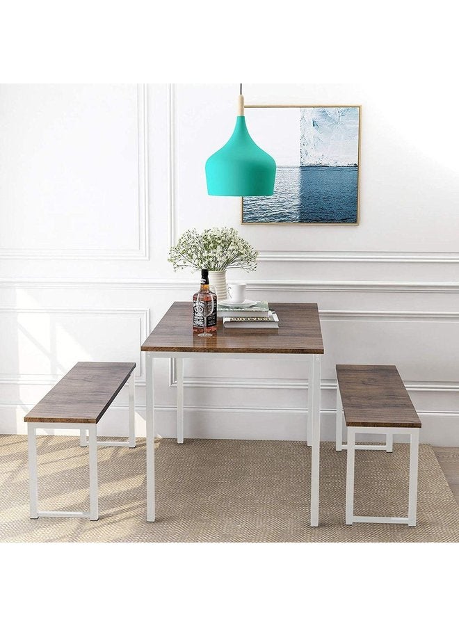ليون هوم ترابيزه طعام 2 مقعد  خشب * معدن  70x120x75 سم-ابيض * بني  - Image 1