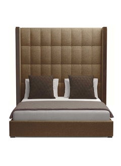 Brick Buttoned Tufted High Panel Bed 120x200cm Twin size Bed in Brown Color