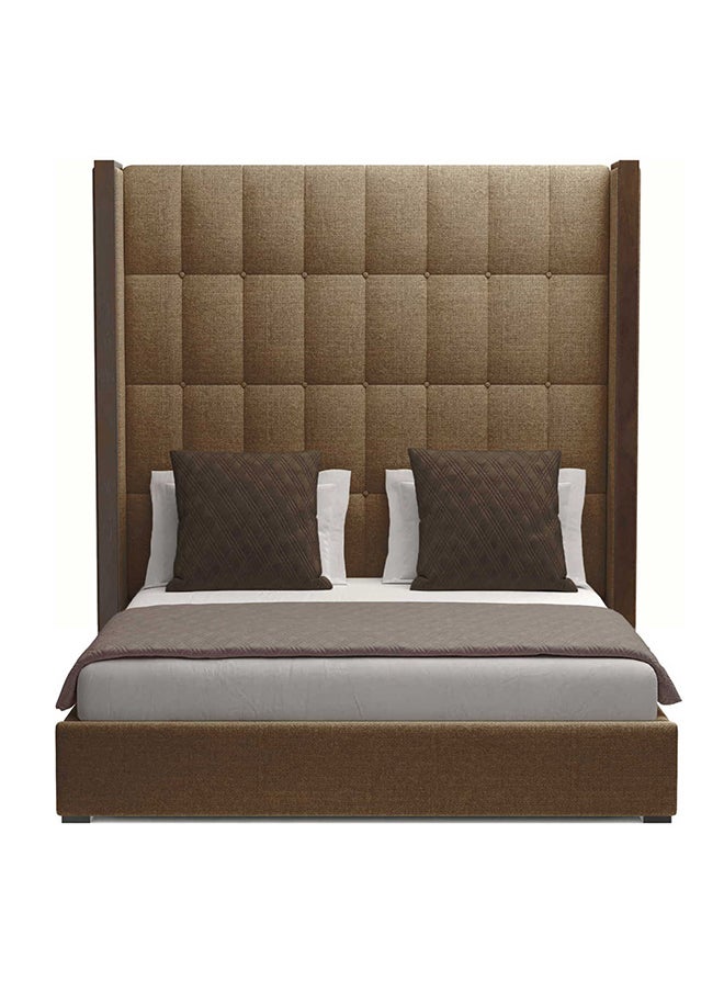 A to Z Furniture - Brick Buttoned Tufted High Panel Bed 120x200cm Twin size Bed in Brown Color - Image 1