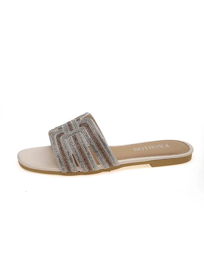 Take Two Silver Embellished Flat Sandals