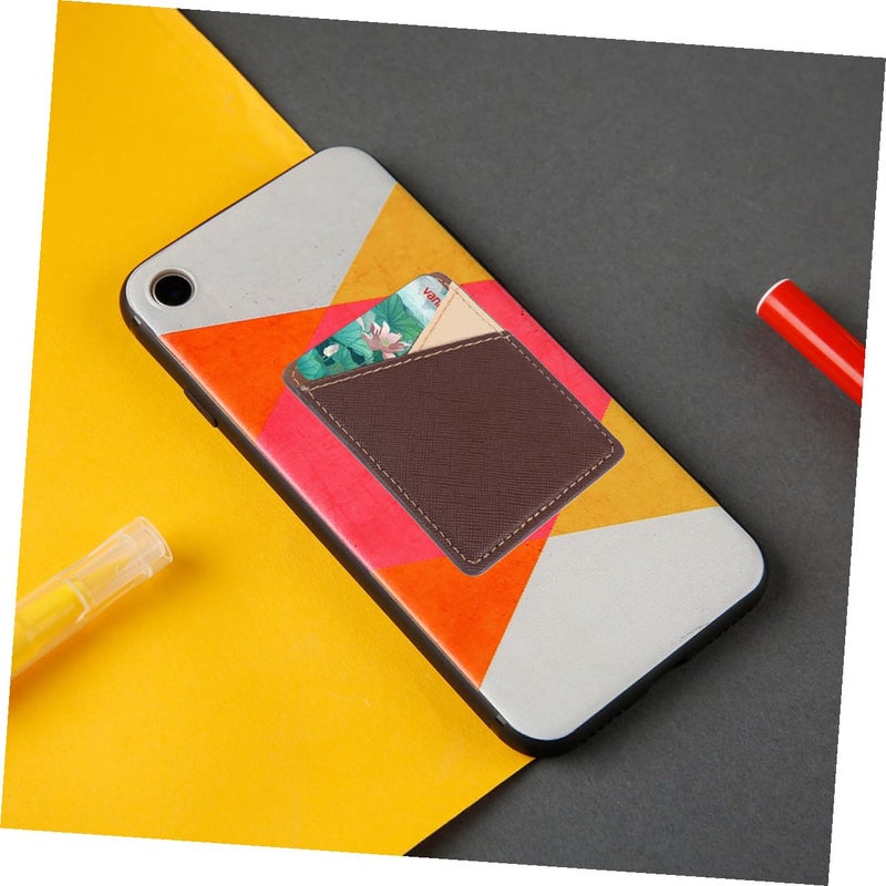 Coffee Brown Pu Leather Phone Card Holder Sticky Pocket For Smartphones Back Travel Daily Use 2pcs - Image 5