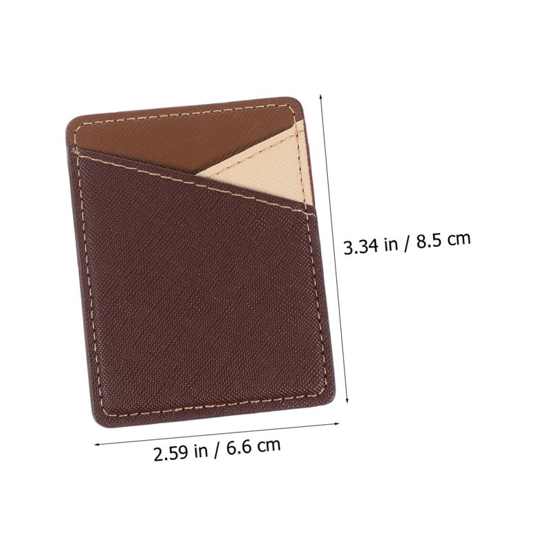 Coffee Brown Pu Leather Phone Card Holder Sticky Pocket For Smartphones Back Travel Daily Use 2pcs - Image 3