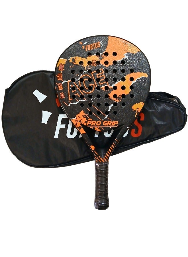 FORTUSS Padel Tennis Racket - Full Carbon Fiber - Mat Max Grit Surface Technology with Light EVA Memory Flex Foam Core - Padel Racquet - Teardrop Hybrid Paddle Racket with Bag Included (Orange/Black) - Image 2