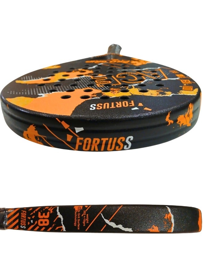 FORTUSS Padel Tennis Racket - Full Carbon Fiber - Mat Max Grit Surface Technology with Light EVA Memory Flex Foam Core - Padel Racquet - Teardrop Hybrid Paddle Racket with Bag Included (Orange/Black) - Image 3
