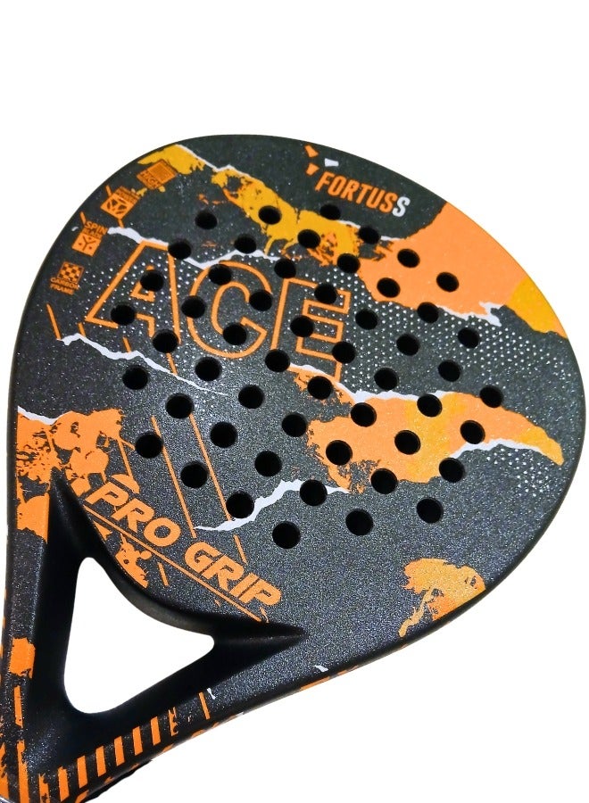 FORTUSS Padel Tennis Racket - Full Carbon Fiber - Mat Max Grit Surface Technology with Light EVA Memory Flex Foam Core - Padel Racquet - Teardrop Hybrid Paddle Racket with Bag Included (Orange/Black) - Image 4