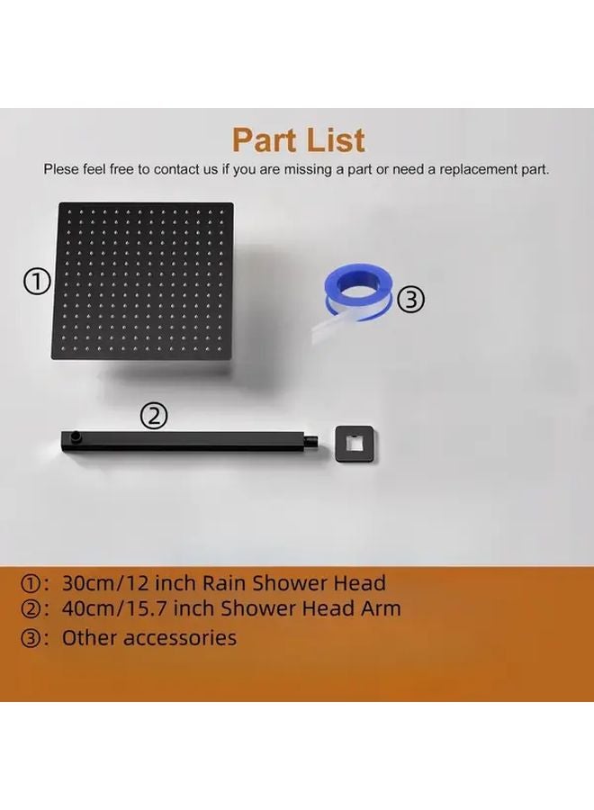 Golden Rainfall Shower Head Set With 16 Inch Stainless Steel Arm And Teflon Tape - Image 5