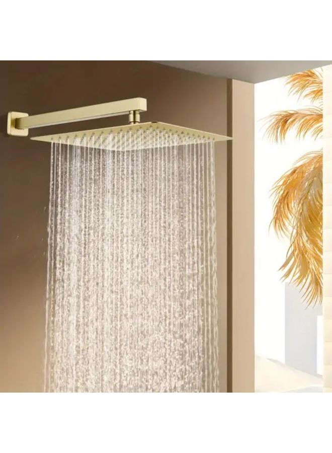 Golden Rainfall Shower Head Set With 16 Inch Stainless Steel Arm And Teflon Tape - Image 3