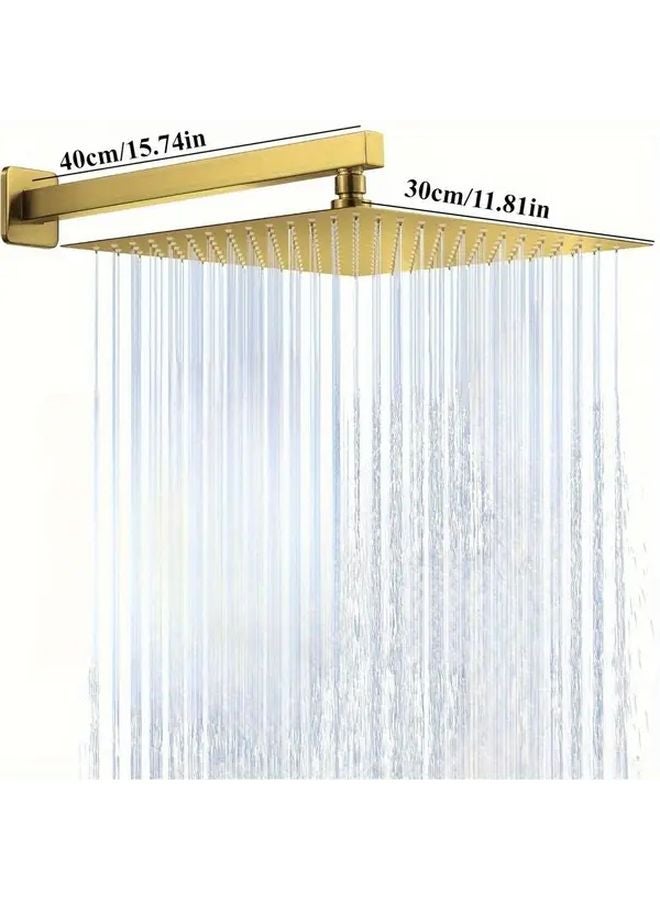 Golden Rainfall Shower Head Set With 16 Inch Stainless Steel Arm And Teflon Tape - Image 4