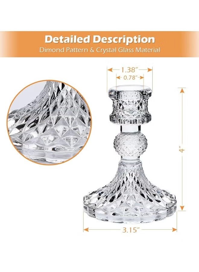 HQ-GAMING Glass Candle Holder Set of 3/6, Clear Candlestick Holder, Taper Candle Holder for Wedding Table Centerpieces, Valentines Day Decor, Anniversary, Bridal Shower Home Party Table Decor(Clear) - Image 2