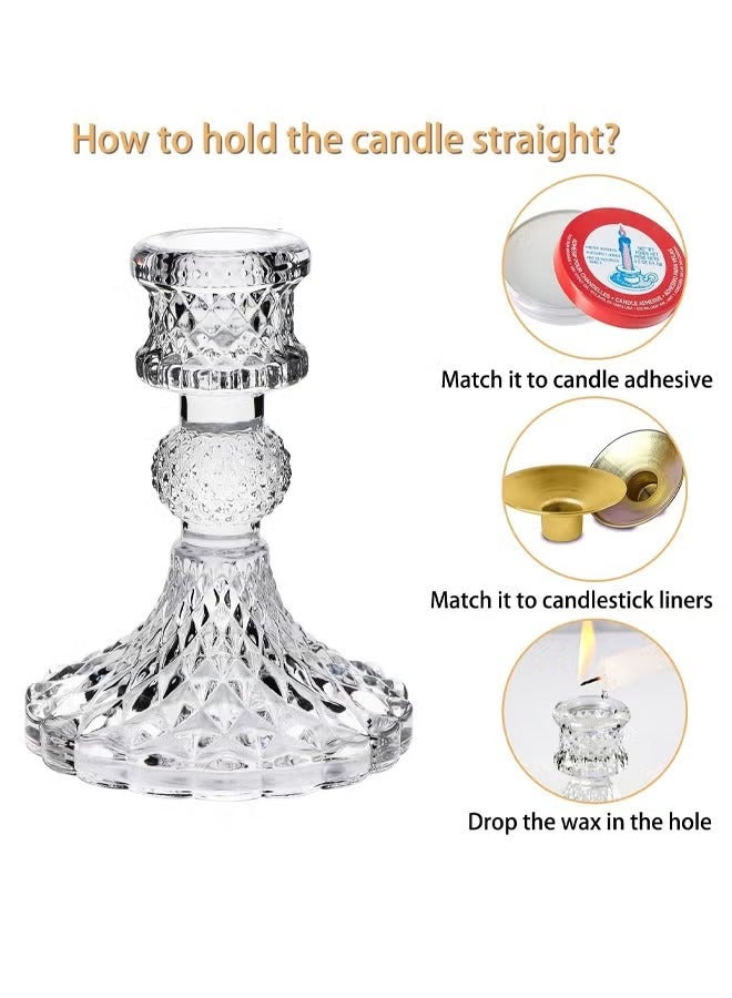 HQ-GAMING Glass Candle Holder Set of 3/6, Clear Candlestick Holder, Taper Candle Holder for Wedding Table Centerpieces, Valentines Day Decor, Anniversary, Bridal Shower Home Party Table Decor(Clear) - Image 3