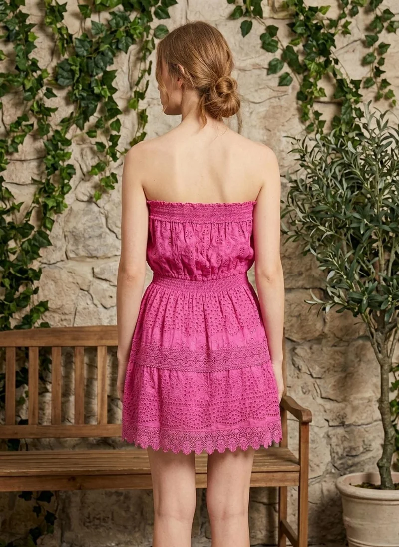 Alaya Women  Elasticated Waist Cotton Short Dress -AL3739