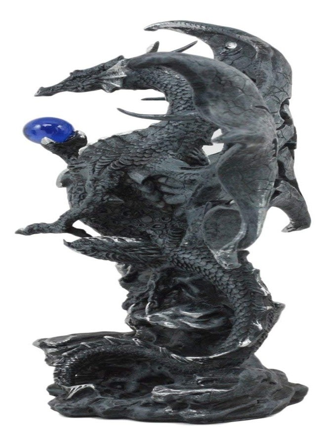 Ebros Gift Ebros Draco Fantasy Gothic Dragon with Blue Orb Statue 8" Tall Land of The Dragons Home Decor Dragon Beast Sculpture - Image 3