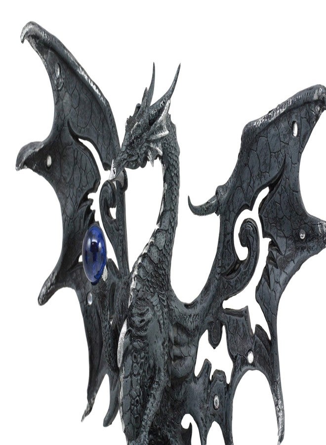 Ebros Gift Ebros Draco Fantasy Gothic Dragon with Blue Orb Statue 8" Tall Land of The Dragons Home Decor Dragon Beast Sculpture - Image 2