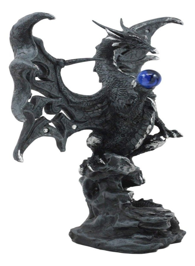 Ebros Gift Ebros Draco Fantasy Gothic Dragon with Blue Orb Statue 8" Tall Land of The Dragons Home Decor Dragon Beast Sculpture - Image 5