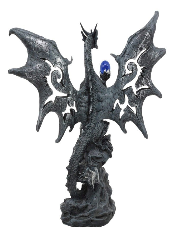 Ebros Gift Ebros Draco Fantasy Gothic Dragon with Blue Orb Statue 8" Tall Land of The Dragons Home Decor Dragon Beast Sculpture - Image 4
