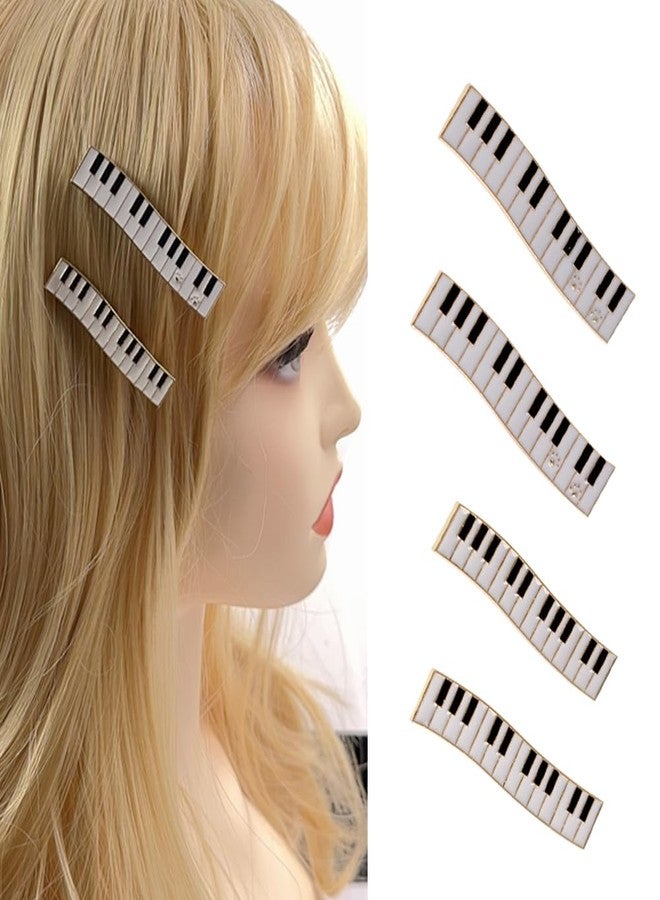 Ynxee 2 Pairs Piano Shaped Metal Hair Clips Alligator Barrettes Headwear Women Girls Hair Accessories, 1 pair large & 1 pair small, Gold - Image 1