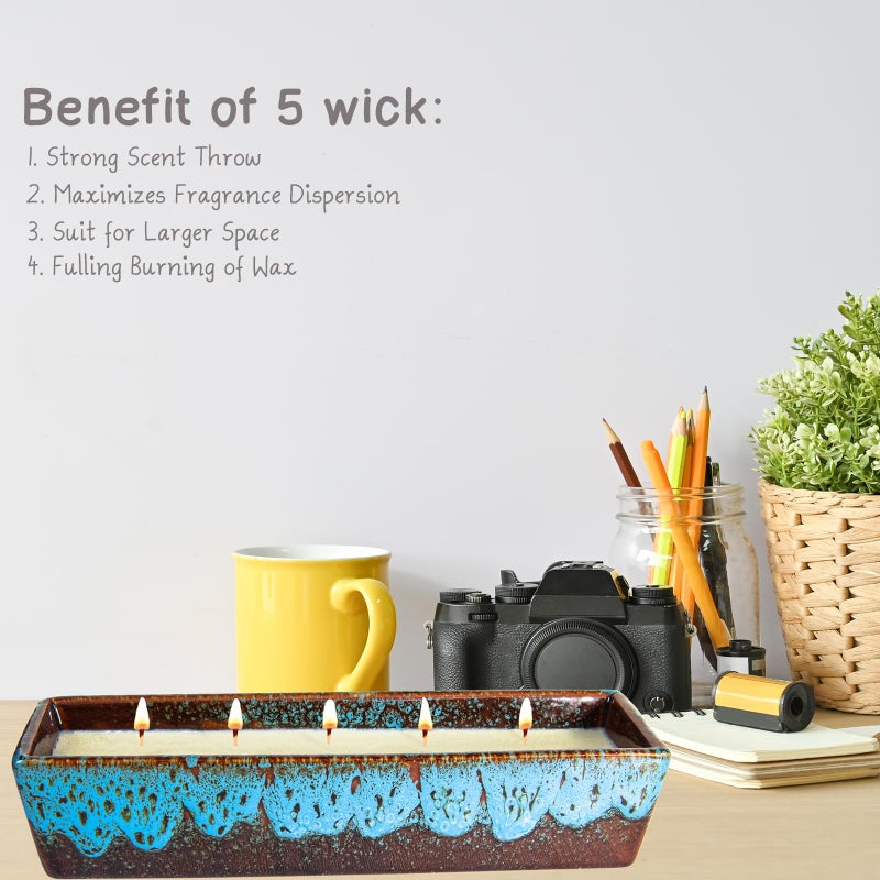 ARTKETTY Scented Candles - 5 Wicks Large Vanilla Candles for Home Scented, 24 oz Aromatherapy Candle Gifts for Women, Decorative Natural Soy Candles with Long Lasting for Mother's Day Birthday Anniversary - Image 3
