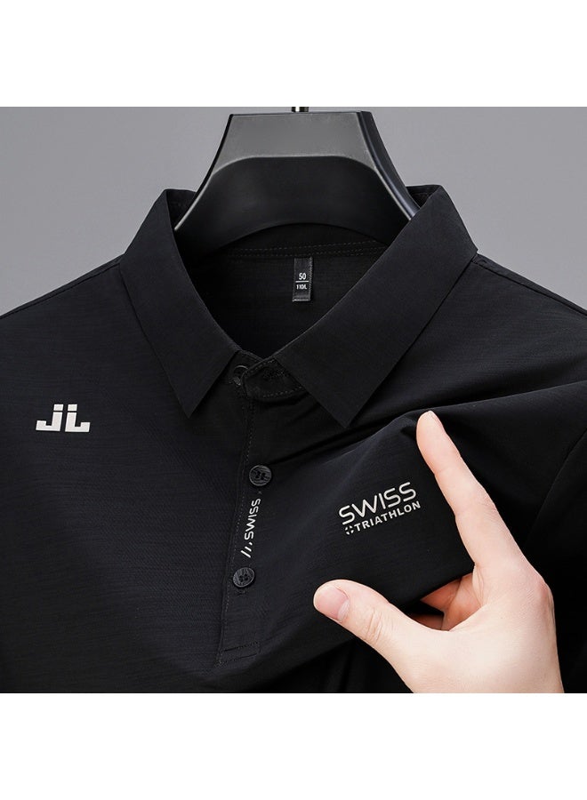 SWISS Men's Business Casual Short Sleeved Shirt Polo Shirt Fashionable Breathable Comfortable Versatile Top - Image 1