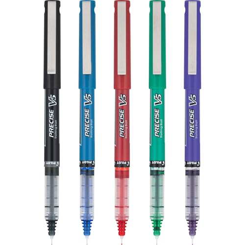 Pilot, Precise V5, Capped Liquid Ink Rolling Ball Pens, Extra Fine Point 0.5 mm, Assorted Colors, Pack of 5 - Image 2