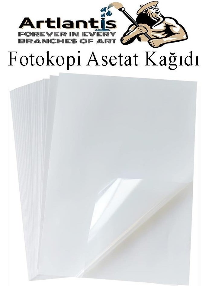Artlantis - Acetate Paper PVC A4 100 Pieces 100 Micron Photocopy Transparency Transparent A4 Paper 21X29,7 Projector Overhead - Image 1